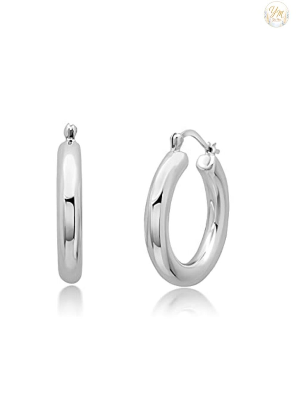 925 Sterling Silver Chunky Hoop Earrings Hypoallergenic Lightweight 1 Inch